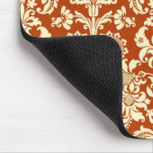 Tapis De Souris Rust-Rouge & Beige Floral Damask (Coin)