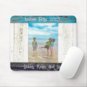 Tapis De Souris Rustic Blue White Beach Wood Photo Frame (Avec souris)