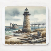 Tapis De Souris Rustic Coastal Lighthouse Plage balnéaire (Devant)