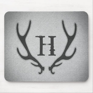 Tapis De Souris Rustic Deer Antlers Grey Faux Burlap Texture
