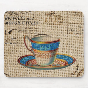 Tapis De Souris Rustic english country tea party blue teacup