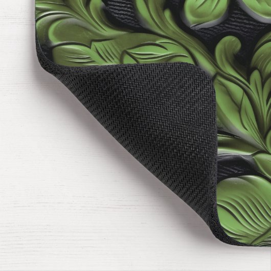 Tapis De Souris Rustic green tooled leather  (Coin)