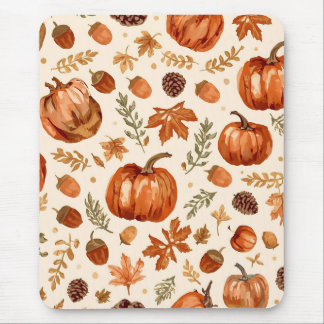 Tapis De Souris Rustic Pumpkins & Acorns Cozy Mouse Pad
