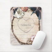 Tapis De Souris Rustique Blanc Birch Floral & Hummingbird Élégant (Avec souris)