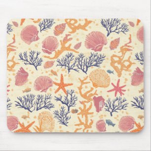 Tapis De Souris Rustique Côté Mer - Coquillages, Étoiles de Mer, R