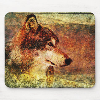 Tapis de souris rustique de loup de bois de