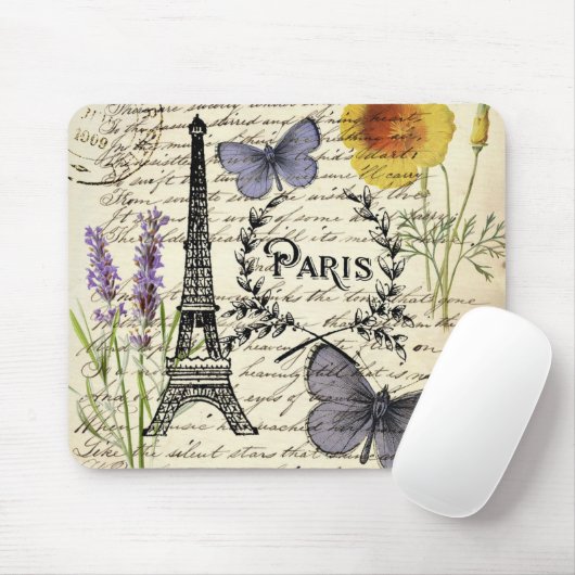 Tapis De Souris rustique français scripts de pays paris eiffel tow (Avec souris)