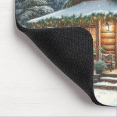 Tapis De Souris Rustique hiver/Noël cabine enneigé (Coin)