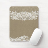Tapis De Souris Rustique Kraft & dentelle blanche Farmhouse Chic (Avec souris)