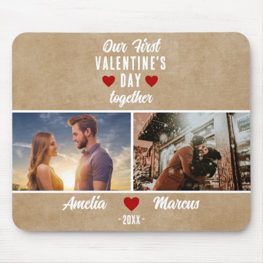 Tapis De Souris Rustique Notre première Saint Valentin Ensemble 2 (Devant)