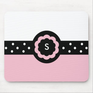 Tapis De Souris S : Monogramme S Mousepad rose et blanc