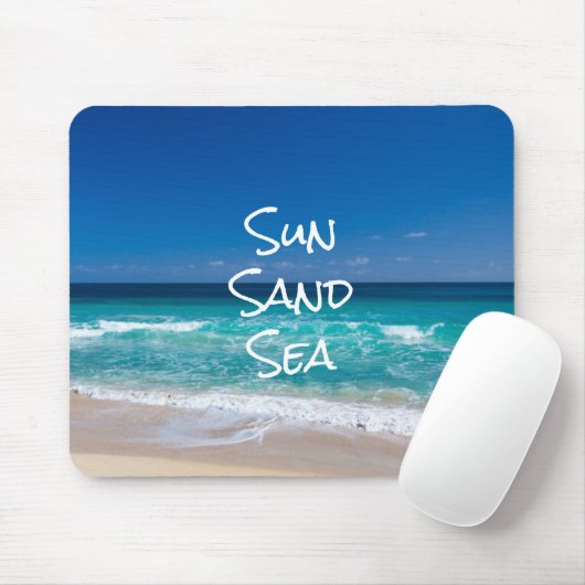 Tapis De Souris Sable Soleil Mer Tropical Plage Turquoise Eau (Avec souris)