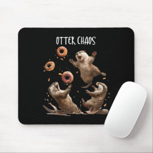 Tapis De Souris Sac d'Otters Chaos Drôle de Bagel Combat Loutres d