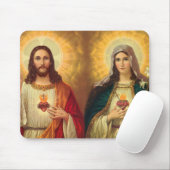 Tapis De Souris Sacré Coeur de Jésus et Vierge Marie (Avec souris)