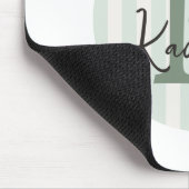 Tapis De Souris Sage Green Charcoal Custom Striped Circle Monogram (Coin)