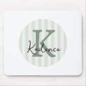 Tapis De Souris Sage Green Charcoal Custom Striped Circle Monogram (Devant)