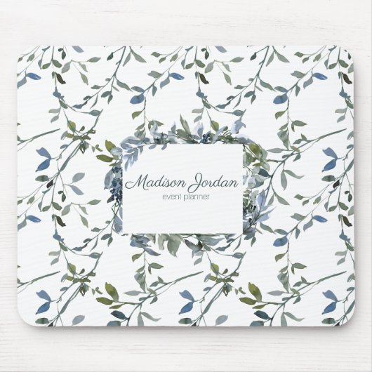 Tapis De Souris Sage Vert Argent Floral (Devant)