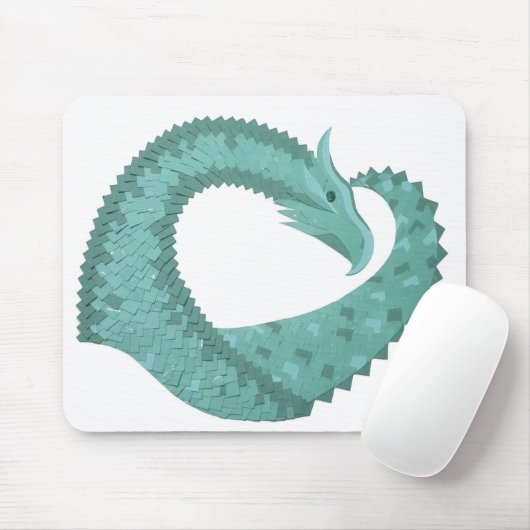 Tapis De Souris Sage vert coeur dragon sur blanc (Avec souris)