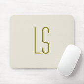 Tapis De Souris Sage vert monogramme initial simple (Avec souris)