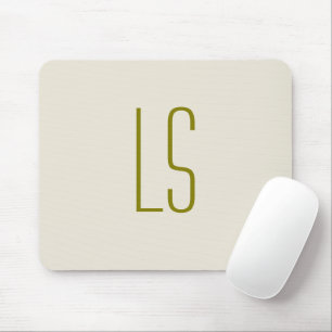 Tapis De Souris Sage vert monogramme initial simple