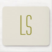 Tapis De Souris Sage vert monogramme initial simple (Devant)