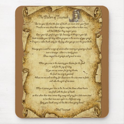 Tapis De Souris Sagesse amérindienne du chef Tecumseh (Devant)