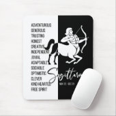 Tapis De Souris Sagittarius signe Zodiaque Mousepad, noir et blanc (Avec souris)