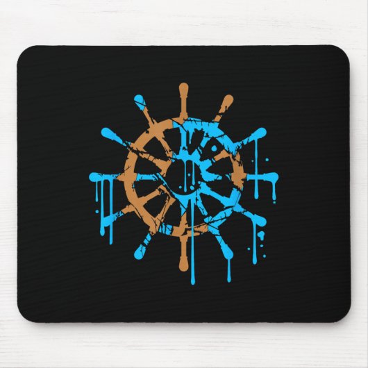 Tapis De Souris Sailor Ship Steering Wheel Graffiti Drops Sailing  (Devant)