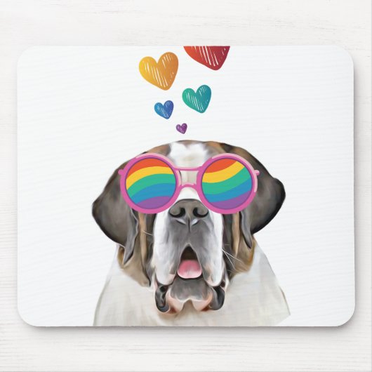 Tapis De Souris Saint Bernard Chien avec Coeurs Saint-Bernard Sain (Devant)