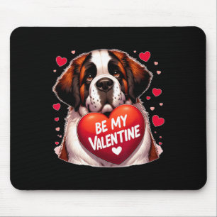 Tapis De Souris Saint-Bernard Chien Fête des Amoureux Cœur