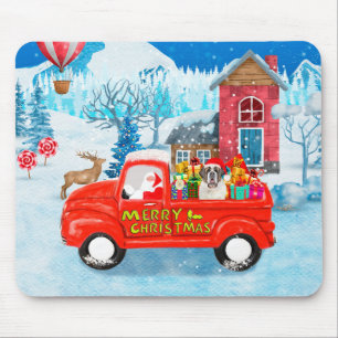 Tapis De Souris Saint Bernard Chien Livraison de Noël Camion Neige