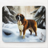 Tapis De Souris Saint Bernard Laisser Neige Noël (Devant)