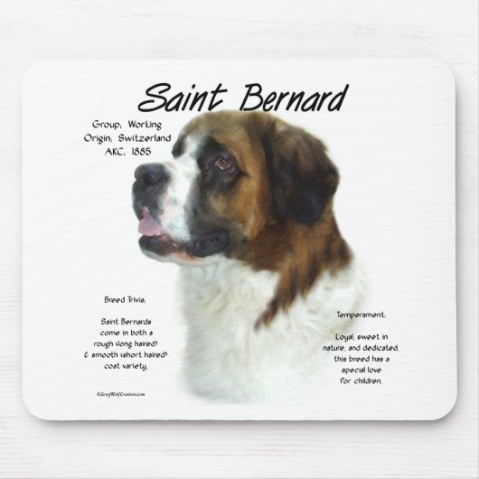 Tapis De Souris Saint Bernard (rude) Histoire Design (Devant)