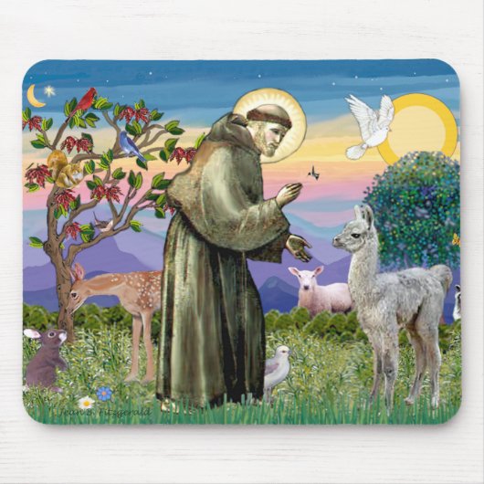 Tapis De Souris Saint François et bébé lama (Devant)