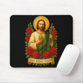 Tapis De Souris Saint Jude Thaddeus Catholic Art With Red Roses  (Avec souris)