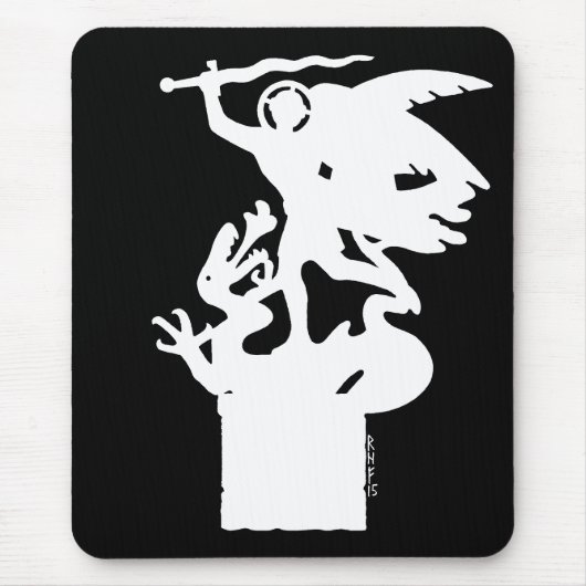 Tapis De Souris Saint Michael et Dragon (en blanc) (Devant)