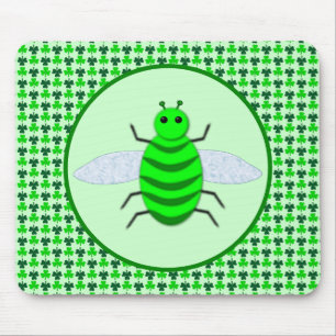 Tapis De Souris Saint Patricks Day Bee et Shamrocks