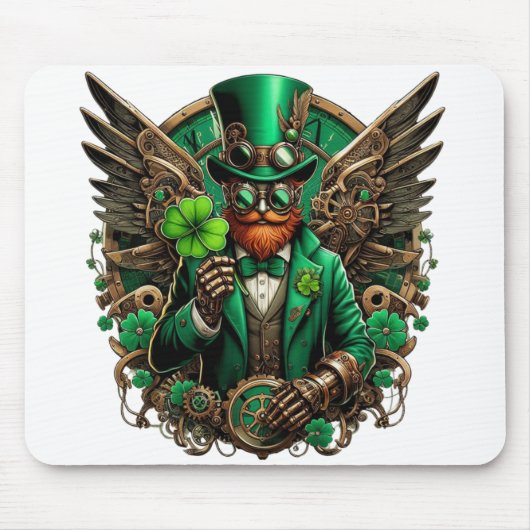 Tapis De Souris Saint Patrick's Day trèfle à vapeur (Devant)