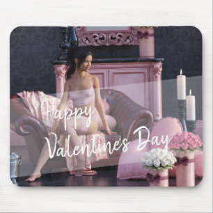 Tapis De Souris Saint Valentin Beauté en Lingerie sur le canapé