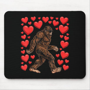 Tapis De Souris Saint-Valentin Bigfoot Cœurs Rouges Drôle Sasquatc