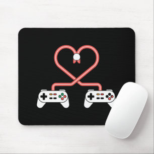Tapis De Souris Saint-Valentin de joueur vidéo avec cœur de manett