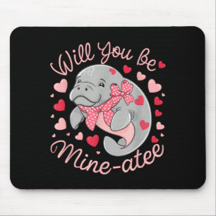Tapis De Souris Saint-Valentin Lamantin Mignon Animaux Cœurs Veux-