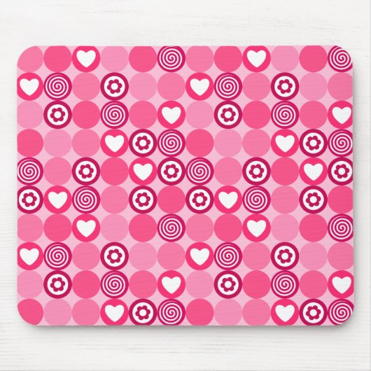 Tapis De Souris Saint-Valentin Motif jolis coeurs roses et fleurs  (Devant)