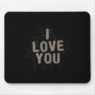 Tapis De Souris Saint-Valentin Paillettes Colorées Je T'Aime Pour