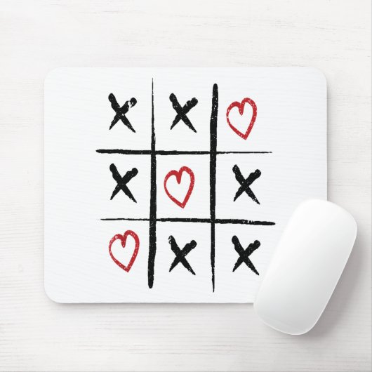 Tapis De Souris Saint Valentin Tic Tac Toe Hearts Day (Avec souris)