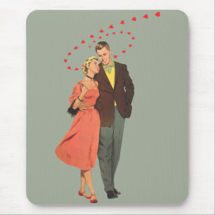 Tapis De Souris Saint-Valentin vintage, cœurs flottants romantique