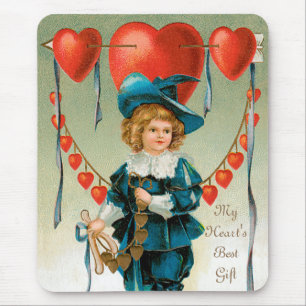 Tapis De Souris Saint-Valentin vintage, garçon victorien avec des 