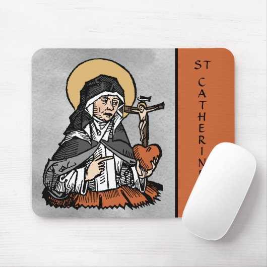 Tapis De Souris Sainte Catherine de Sienne avec Coeur Crucifix (Avec souris)