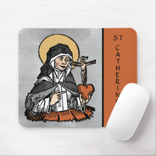 Tapis De Souris Sainte Catherine de Sienne avec un cœur surmonté d
