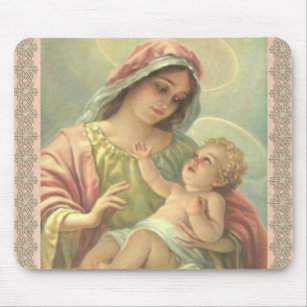 Tapis De Souris Sainte Vierge Marie avec Bébé Jésus